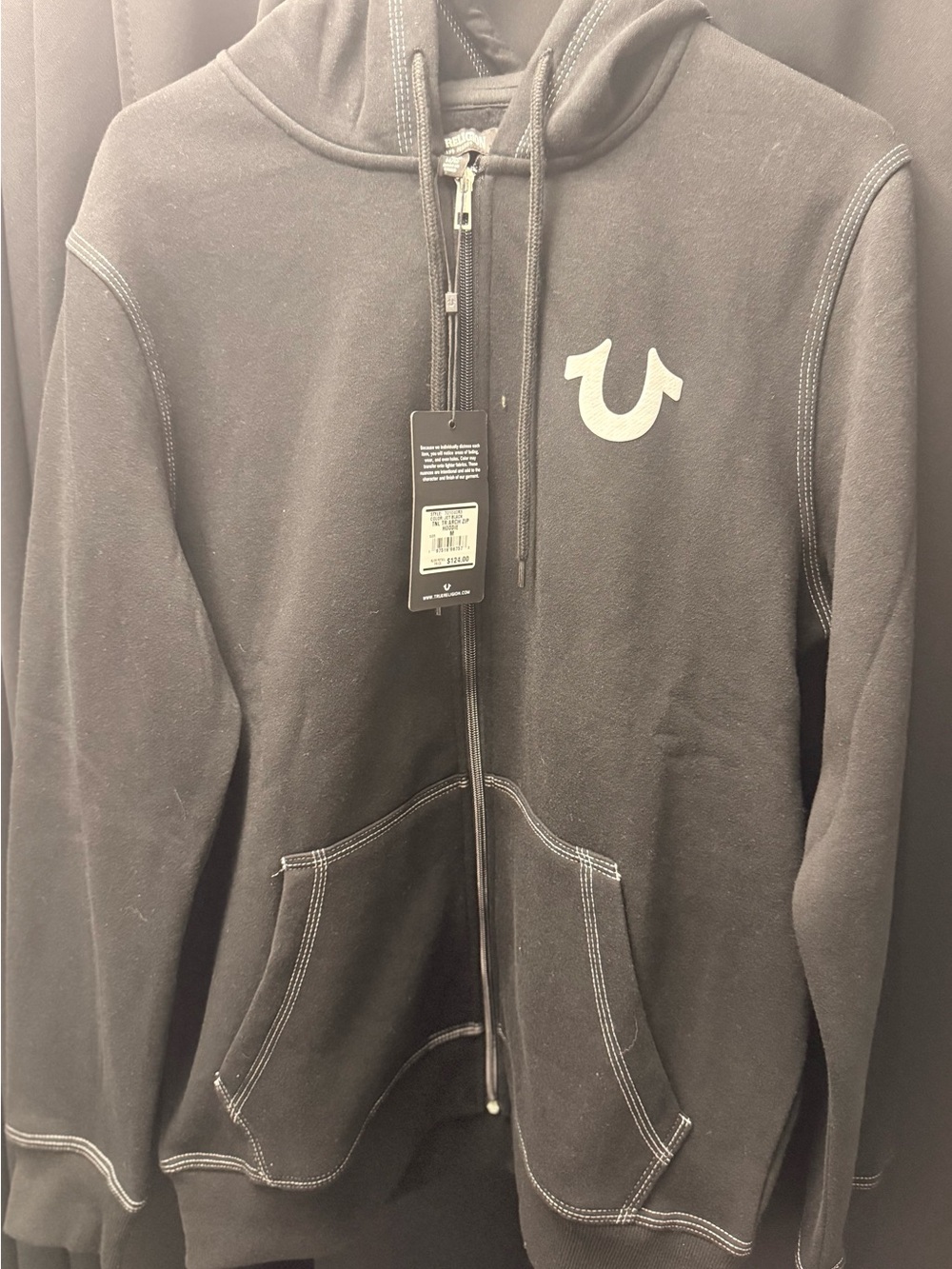 True Religion Jet Black TNL TR ARCH Zip Hoodie